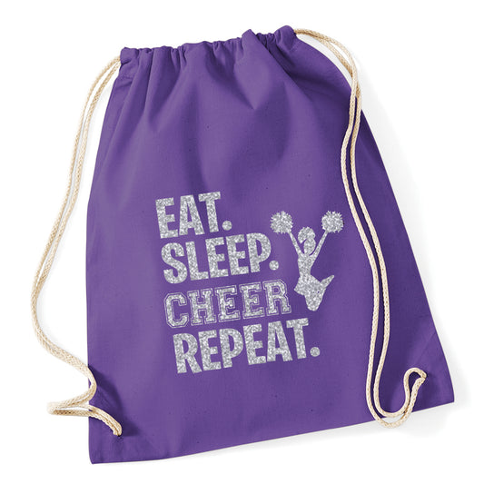 Eat Sleep Cheer Repeat Cheerleading Drawstring Bag