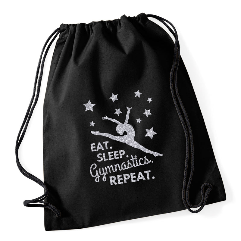 Eat Sleep Gymnastics Repeat Drawstring Bag