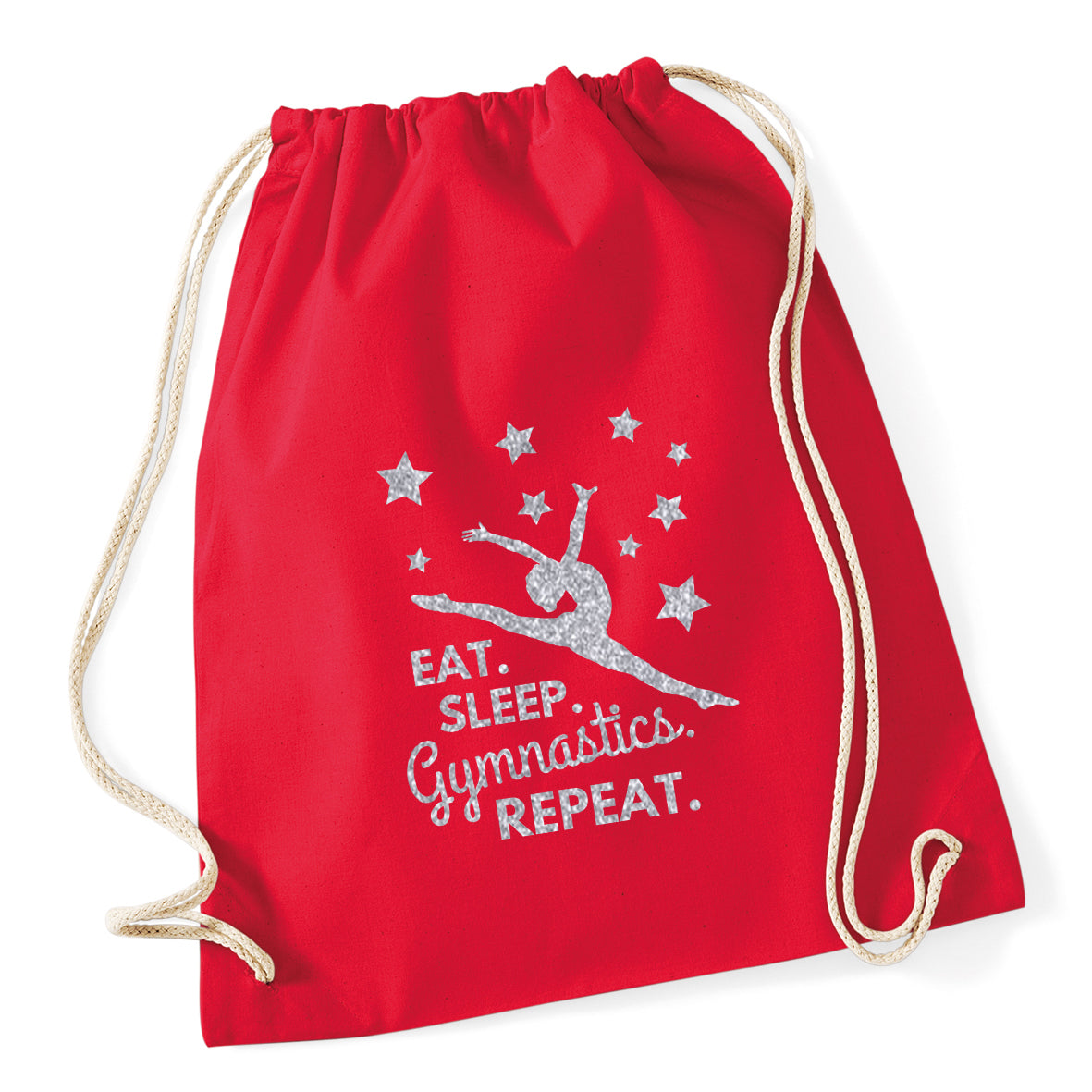 Eat Sleep Gymnastics Repeat Drawstring Bag