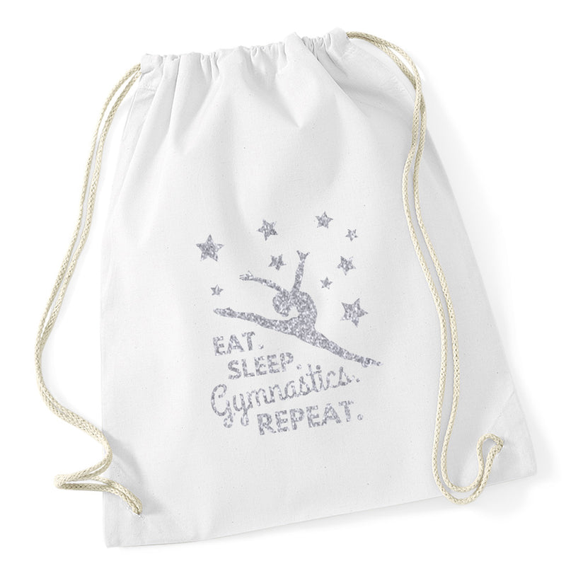 Eat Sleep Gymnastics Repeat Drawstring Bag