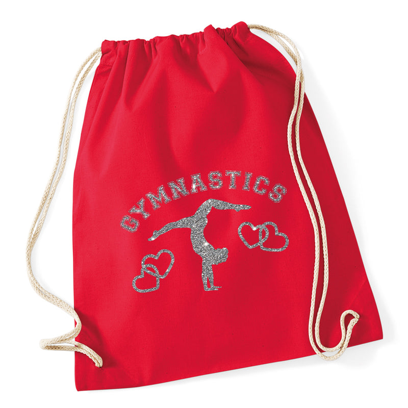 Gymnastics Hearts Drawstring Bag