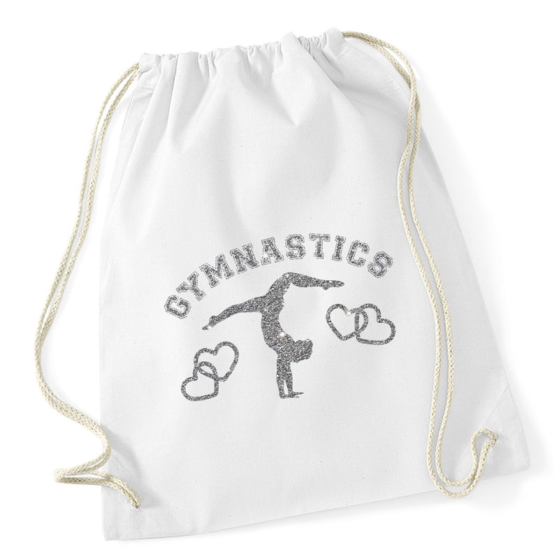 Gymnastics Hearts Drawstring Bag