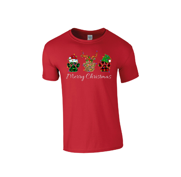 3 Puppy Paws Merry Christmas - Christmas Tshirt