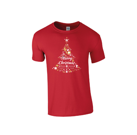 Golden & White Tree Merry Christmas - Christmas Tshirt