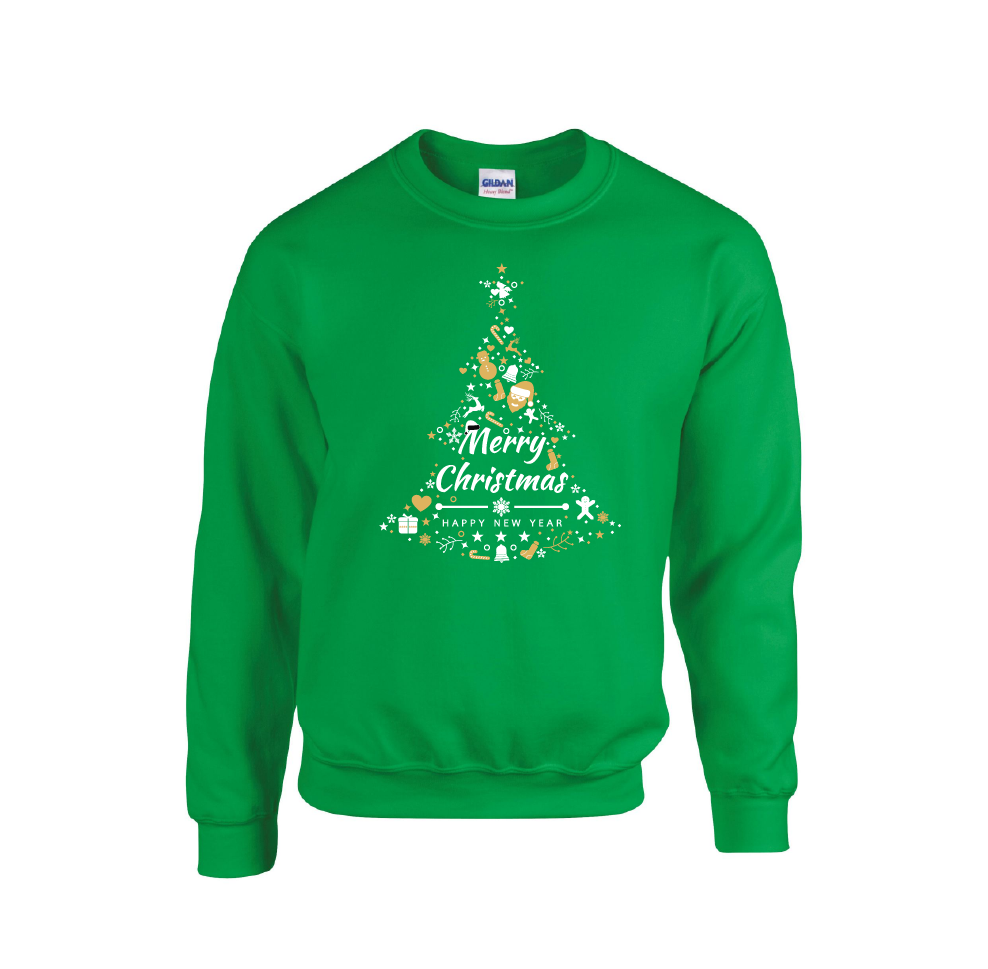 Golden & White Tree Merry Christmas - Christmas Jumper