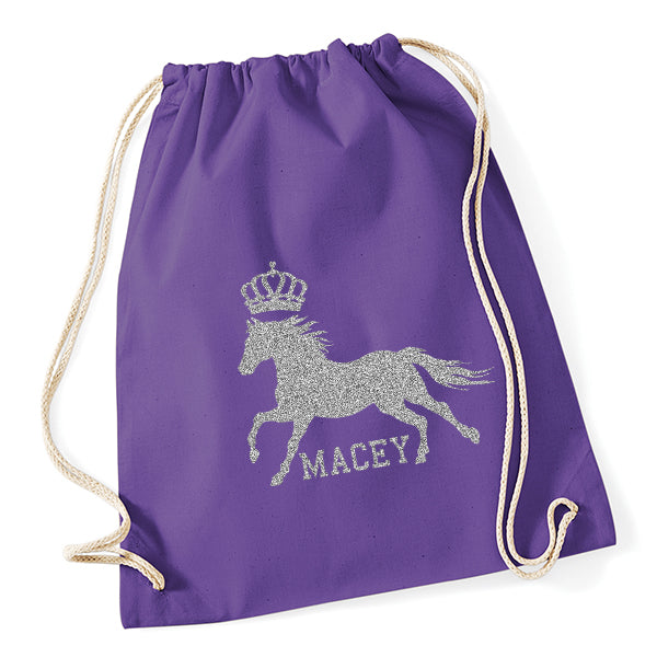 Crown Horse Riding Drawstring Bag