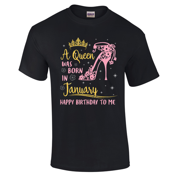 A Queen was born in January Pink heel Tshirt