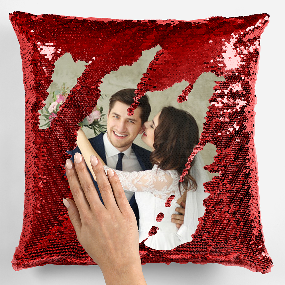 Photo Upload Sequin Cushion