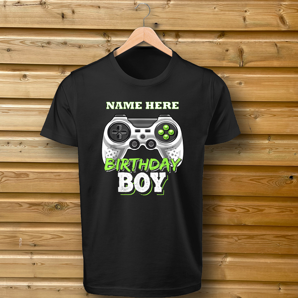 Personalised Birthday Boy Green Gaming Tshirt
