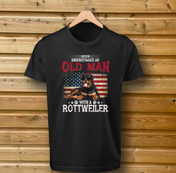 Never Underestimate an Old Man With A Rottweiler Dog Tshirt