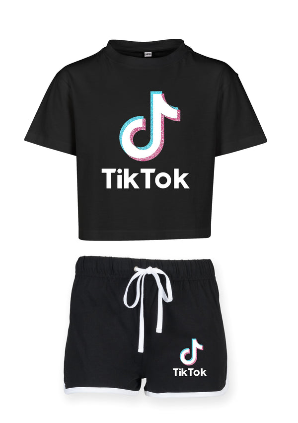 Girl Tik Tok Cropped Tshirt and shorts set