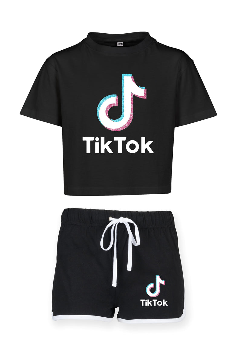 Girl Tik Tok Cropped Tshirt and shorts set – K n M's Embroidery Ltd