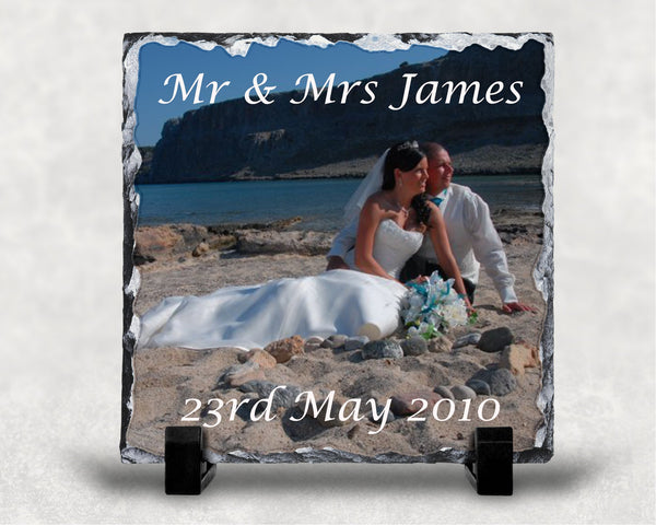 Personalised Wedding Rock Photo Slate