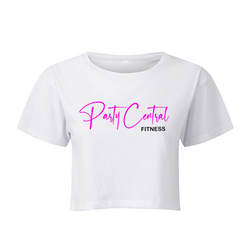 Party Central Fitness White Cropped Tee
