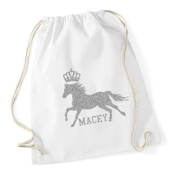 Crown Horse Riding Drawstring Bag